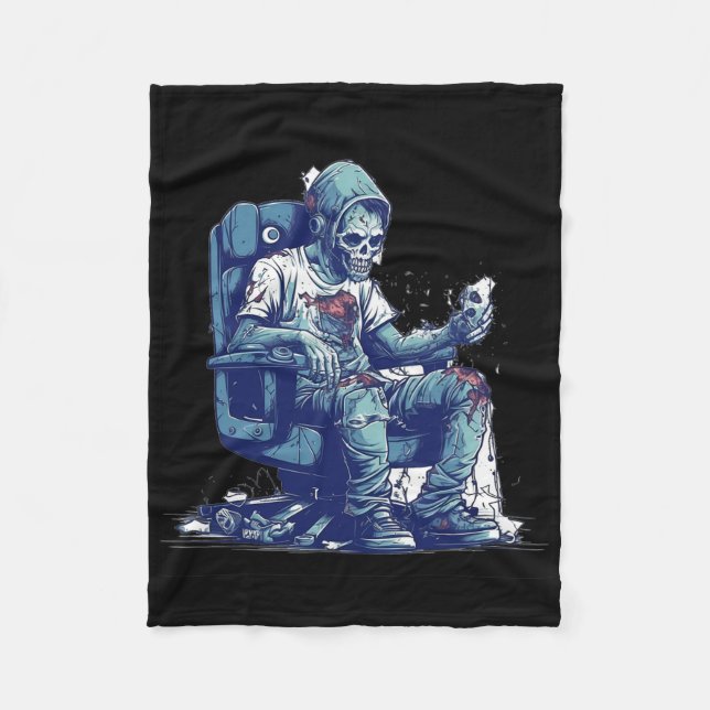 Zombie Gamer Halloween Costume Gaming Video-game C Fleece Blanket (Front)