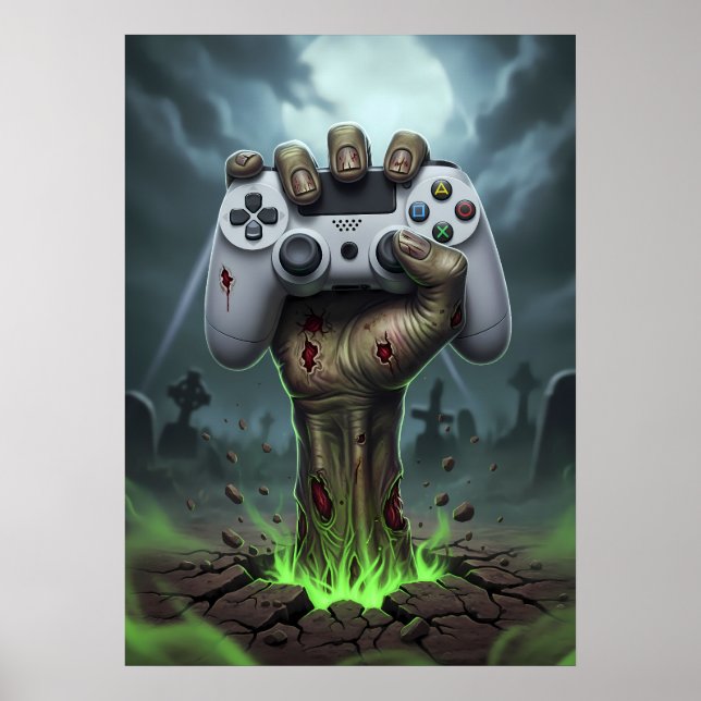 Zombie Gamer Hand - Undead Controller Grip Poster (Front)