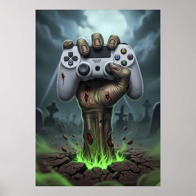 Zombie Gamer Hand - Undead Controller Grip Poster (Front)