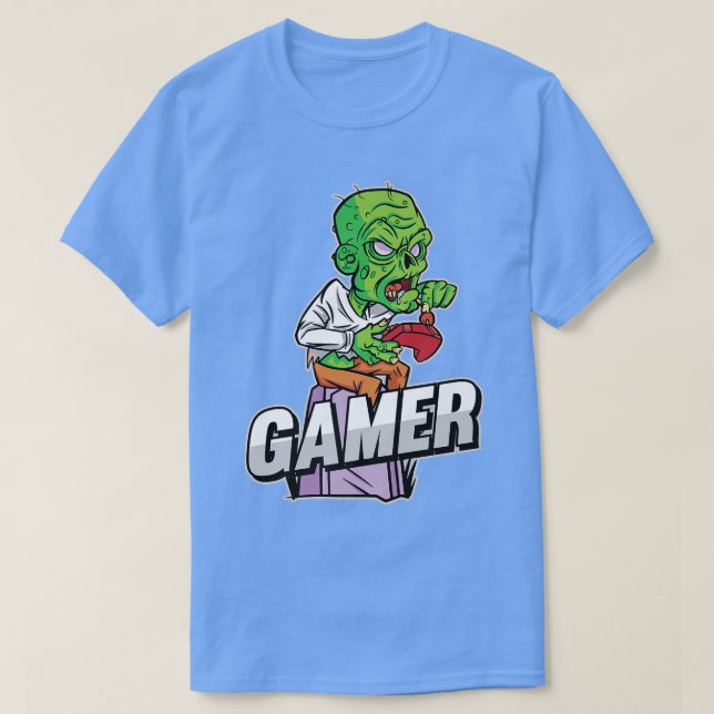 Zombie Gamer Lazy Halloween Costume Cool Videogame T-Shirt (Design Front)