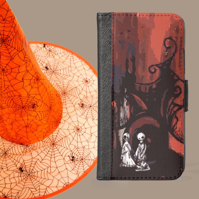 Zombie Ghosts and Macabre Haunted House  Samsung Galaxy Wallet Case (Haunted House Halloween Style Phone Case)