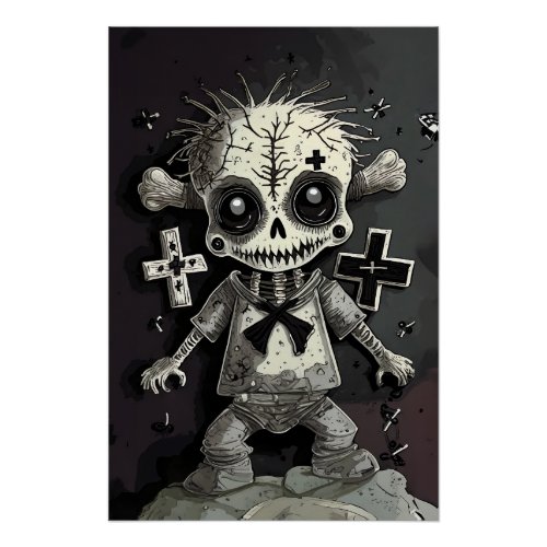 Zombie Gift Halloween Horror Kreuz Poster