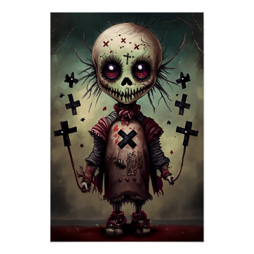 Zombie Gift Horror Voodo Kreuz Gothic Puppe Poster