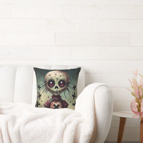 Zombie Gift Horror Voodo Kreuz Gothic Puppe Throw Pillow
