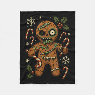 Zombie Gingerbread Man Christmas Zombie  Fleece Blanket