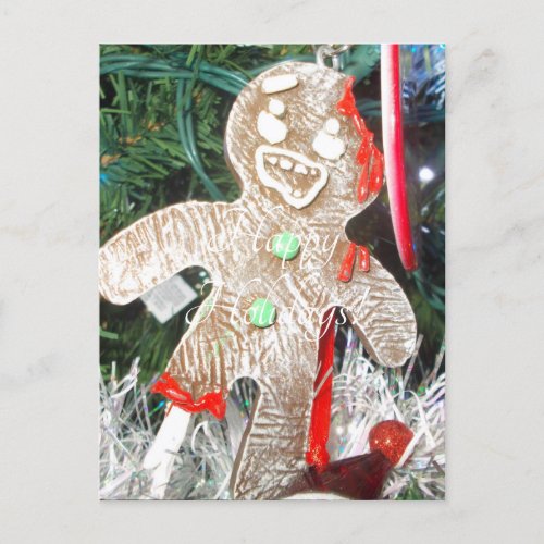 Zombie gingerbread Man Holiday Postcard