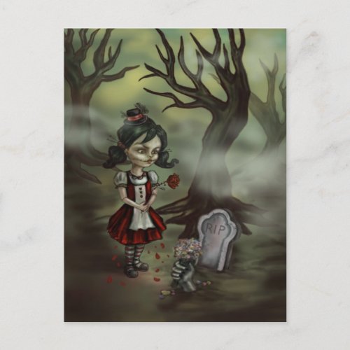 Zombie Girl Finds True Love in a Graveyard Postcard