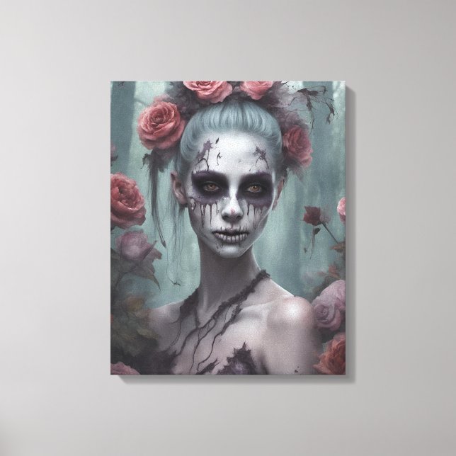 Zombie Girl in the Roses  Canvas Print (Front)