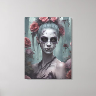 Zombie Girl in the Roses  Canvas Print