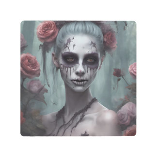 Zombie Girl in the Roses  Metal Print