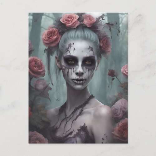 Zombie Girl in the Roses Postcard