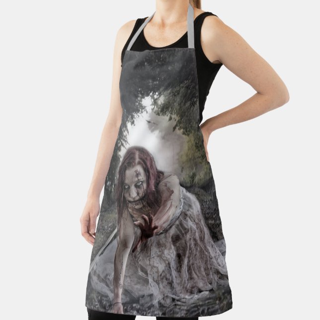 Zombie Girl on Train Tracks Apron (Insitu)