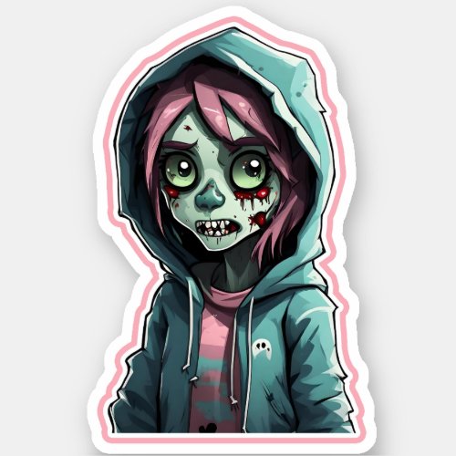 Zombie girl Vinyl  Sticker