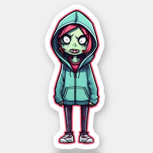 Zombie girl Vinyl  Sticker