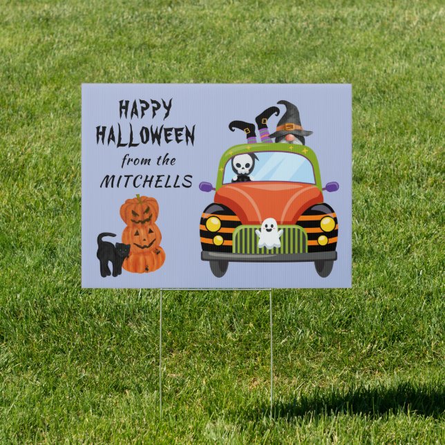 Zombie Gnome Halloween Truck Yard Sign (Insitu)