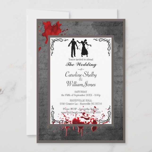 Zombie Gothic Elegant Wedding Invitation (Front)
