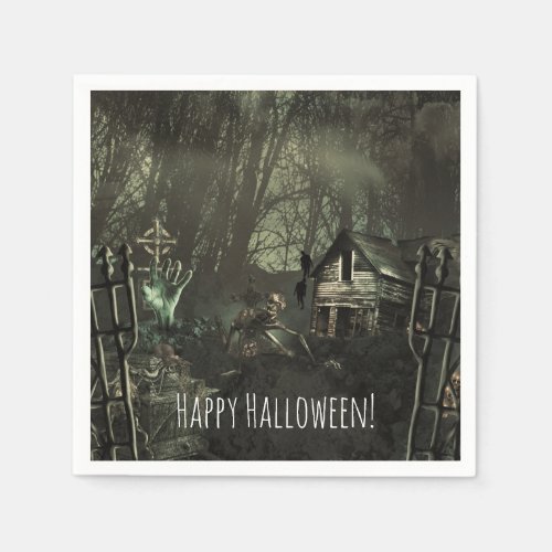 Zombie Graveyard Birthday or Halloween Party Paper Napkins