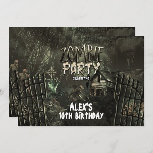 Zombie Graveyard Birthday Party Invitations