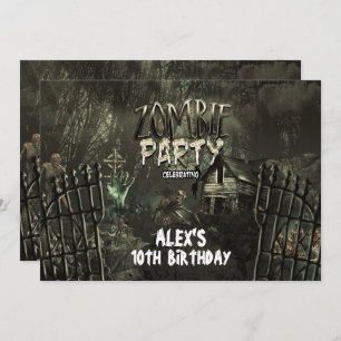 Zombie Graveyard Birthday Party Invitations