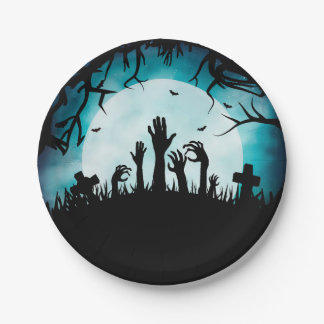 Zombie Graveyard Halloween Paper Plates