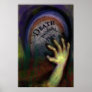 Zombie Graveyard Hand Reaching Up Haunted Art Poster