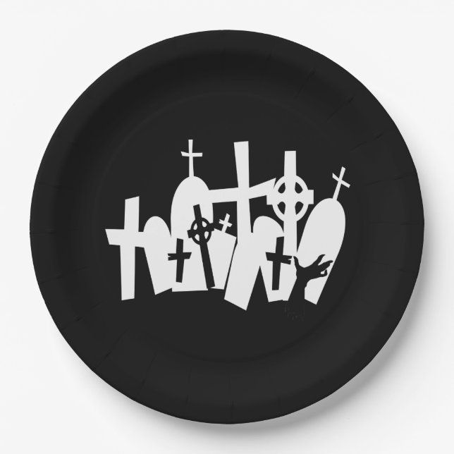 Zombie Graveyard Paper Plates (Front)
