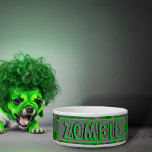 Zombie green slime  bowl<br><div class="desc">Oozing green slime iced donuts. Large space for pet name customization</div>