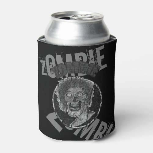 Zombie_GreyBlack Distressed Look Graphic Can Cooler