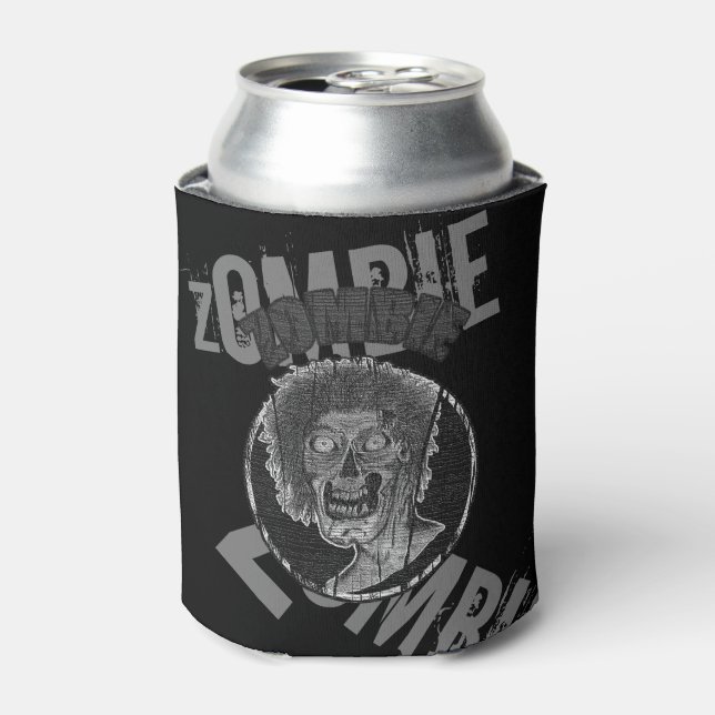 Zombie-Grey/Black Distressed Look Graphic Can Cooler (Can Front)