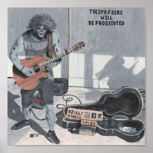 Zombie Guitar Musician Fantasy Wall Art Print