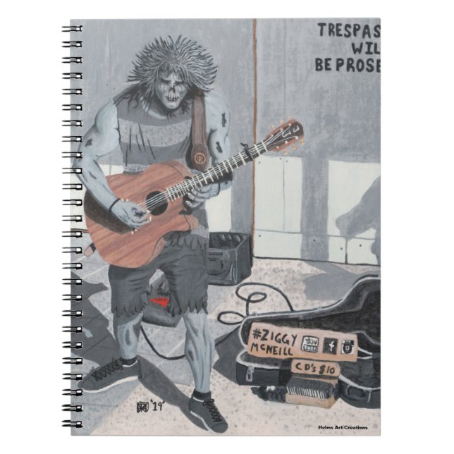 Zombie Guitar Musician Spiral Notebook (Front)