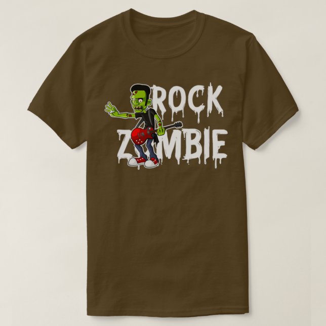 Zombie Guitar Undead Halloween Music  T-Shirt (Design Front)