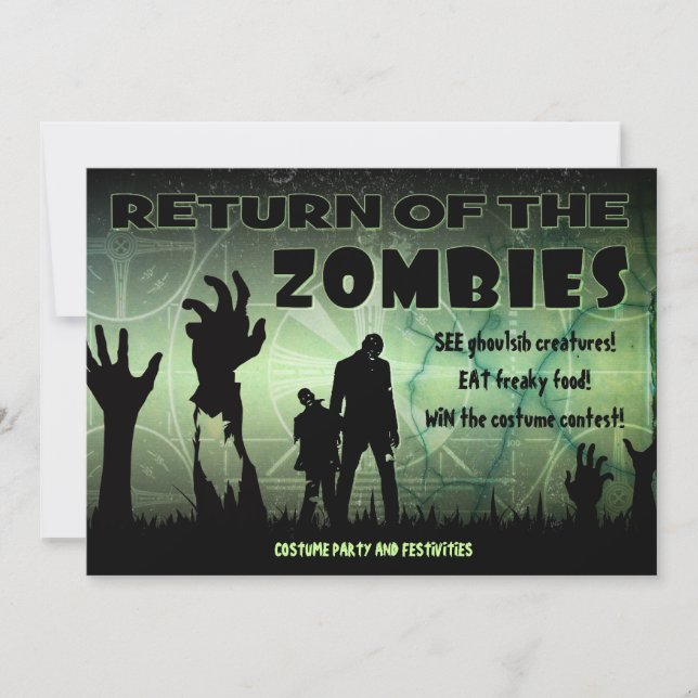 Zombie Halloween Apocalypse Movie Poster Invite (Front)
