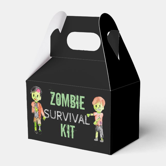 Zombie Halloween birthday party favor box (Front Side)