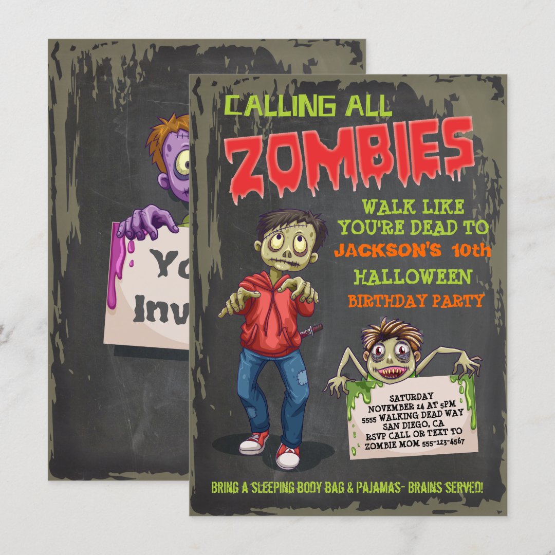 Zombie Halloween Birthday Party Invitations Zazzle