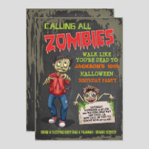 Zombie Halloween Birthday Party Invitations