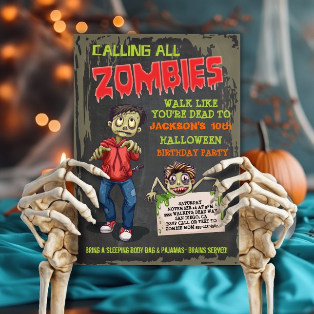 Zombie Halloween Birthday Party Invitations (Creator Uploaded)