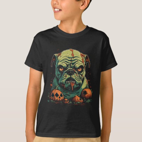 Zombie Halloween Costume Dog Lover Puppy Pumpkin  T_Shirt