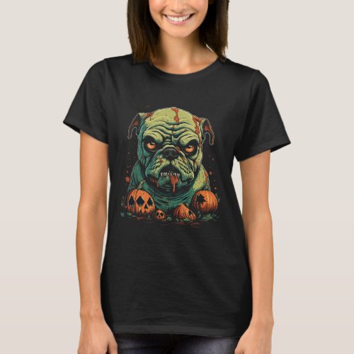 Zombie Halloween Costume Dog Lover Puppy Pumpkin  T_Shirt