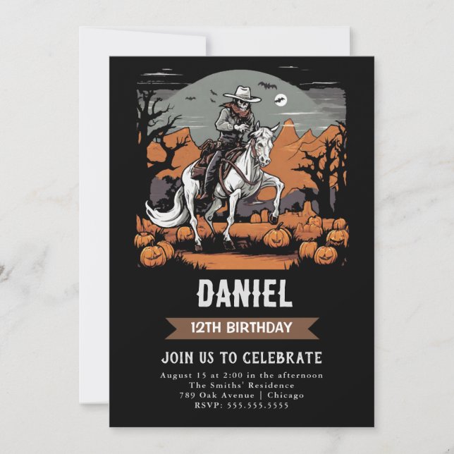 Zombie Halloween Cowboy Birthday Invitation (Front)