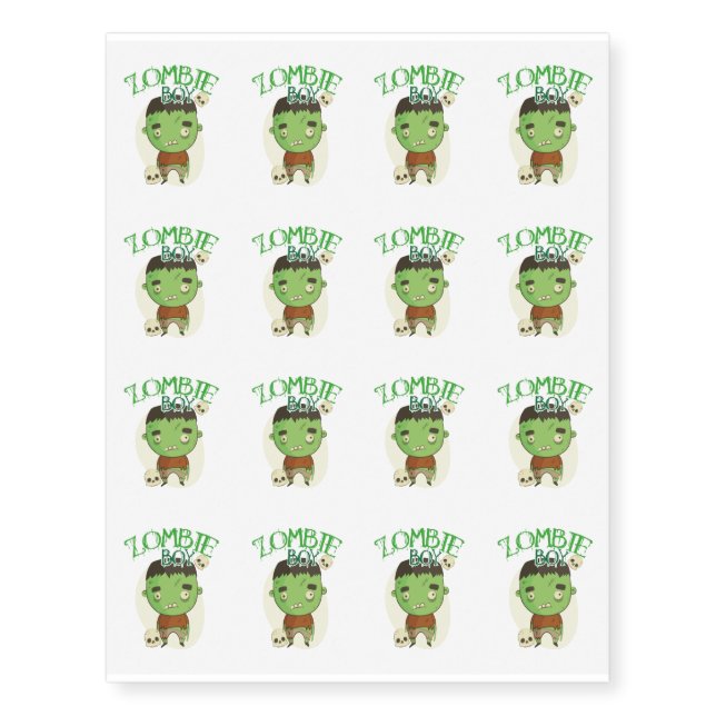 Zombie Halloween Gif Forà¸º Boy Temporary Tattoos (Front)