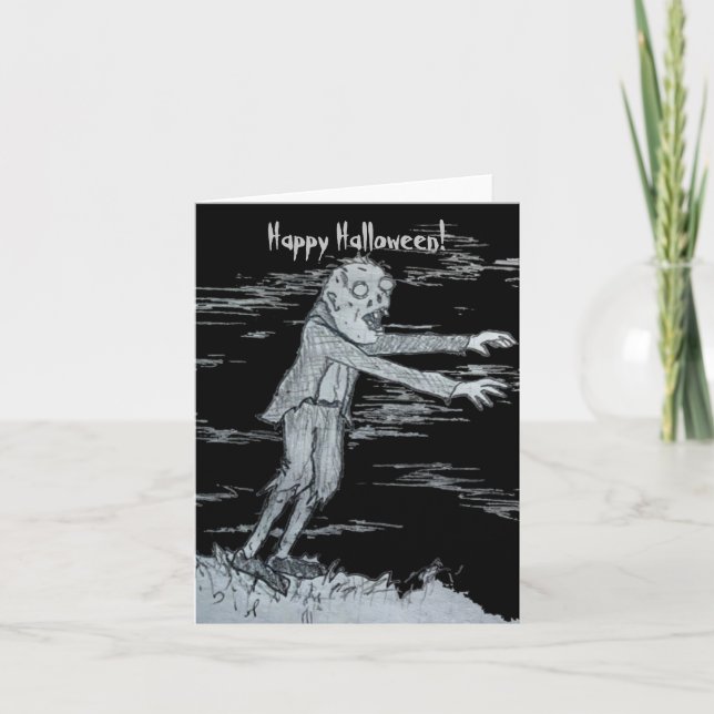 Zombie Halloween Holiday Card (Front)