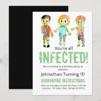 Zombie Halloween kid birthday party invitation