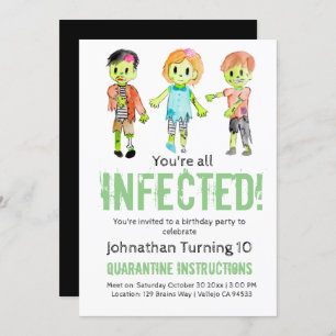Zombie Halloween kid birthday party invitation