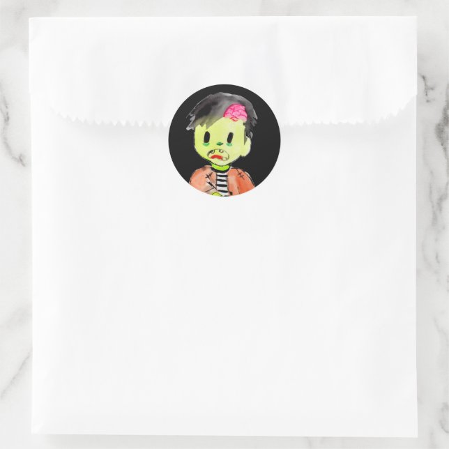 Zombie Halloween kid birthday party sticker (Bag)