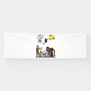 Zombie Halloween Land 2.5x8 Vinyl Banner