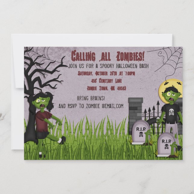 Zombie Halloween Party Invitation (Front)