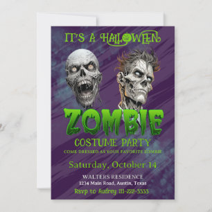 Zombie Halloween Party Skeleton Creepy Apocalypse Invitation