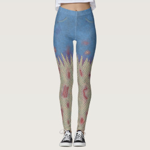 Zombie Halloween Scars Stitches Funny Costume Leggings
