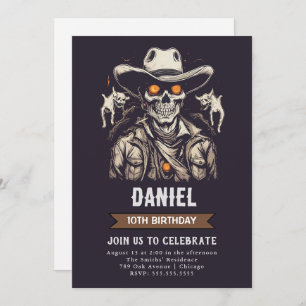 Zombie Halloween Western Birthday Invitation